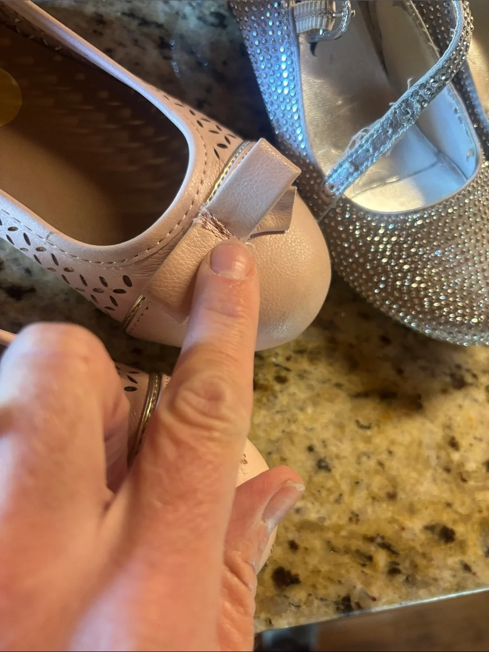 Girls Dress Mary Jane Flats - Pink and Silver